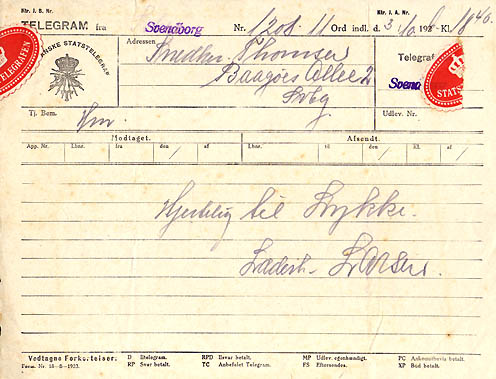 Konfirmationstelegram 1926